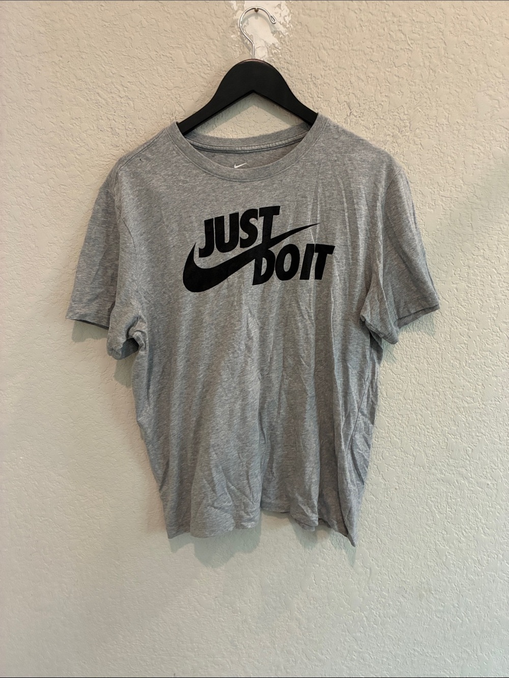 Nike Gray Short Sleeve 'Just Do It' Tee with Black Logo